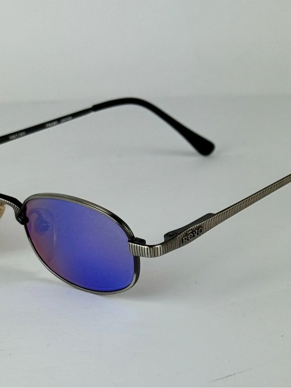 Vintage REVO 1107/011 Cobra Stealth Sunglasses Blue Mirror Japan 80s 90s